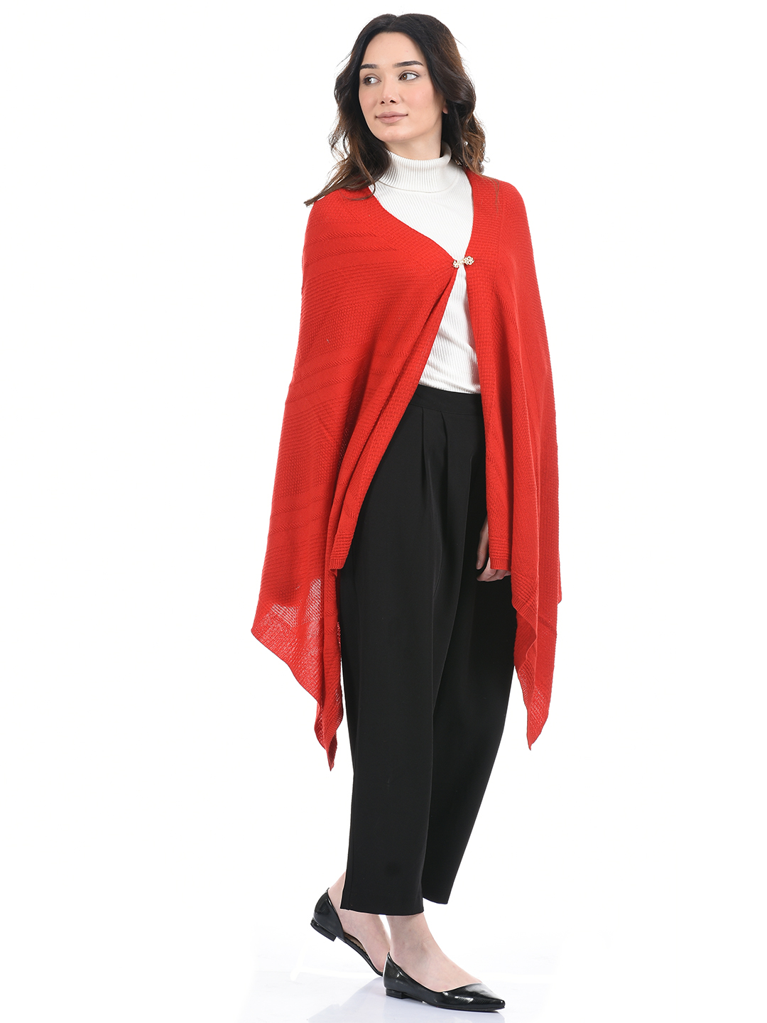 American Eye Women Self Design Red Shrug